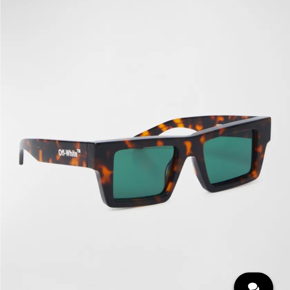 NWT Off-White Mens Dark Tint Thick Frame Square Tortoiseshell Sunglasses w Case
